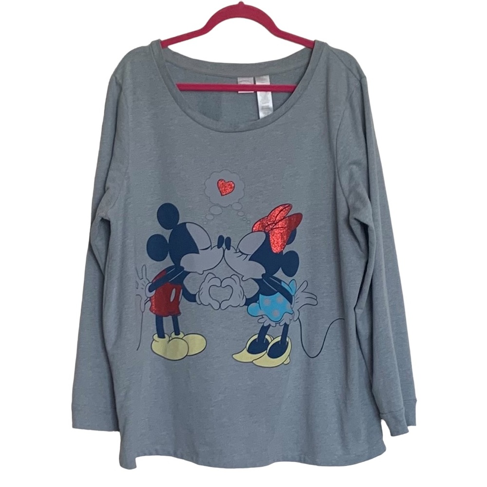 Disney Mickey & Minnie Kissing Pullover Long Sleeve Tee Sz 2X